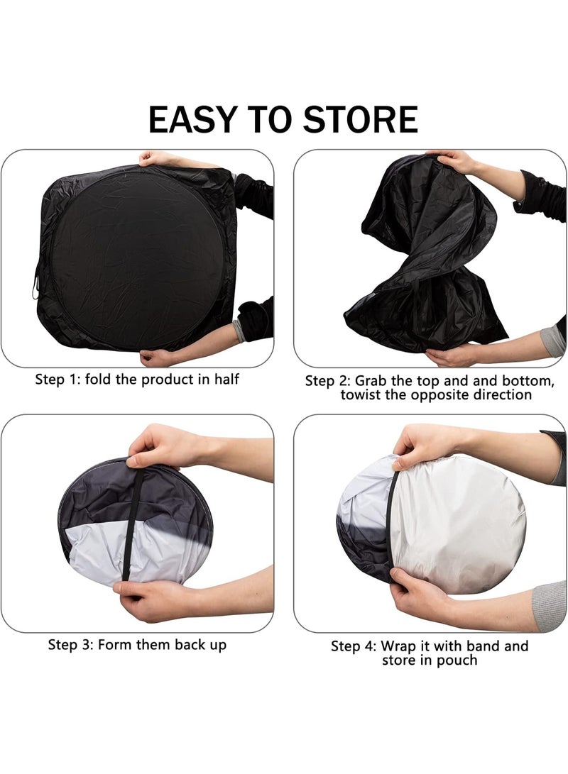 FAYET Funny Car Eyes Windshield Sun Shade – Foldable UV Protection Sun Visor, Heat Reflective Windshield Cover with Straps for Cars, SUVs & Trucks - Image 5